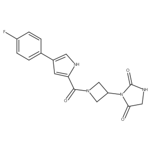 3-(1-(4-(4-fluorophenyl)-1H-pyrrole-2-carbonyl)azetidin-3-yl)imidazolidine-2,4-dione结构式
