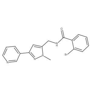 2-bromo-N-((1-methyl-3-(pyridin-3-yl)-1H-pyrazol-5-yl)methyl)benzamide Structure