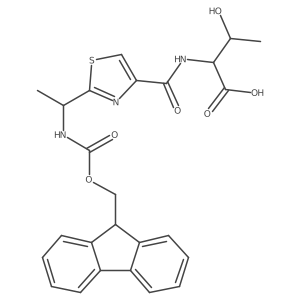 (2S,3R)-2-({2-[1-({[(9H-fluoren-9-yl)methoxy]carbonyl}amino)ethyl]-1,3-thiazol-4-yl}formamido)-3-hydroxybutanoic acid结构式