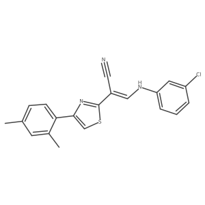 (Z)-3-((3-chlorophenyl)amino)-2-(4-(2,4-dimethylphenyl)thiazol-2-yl)acrylonitrile Structure