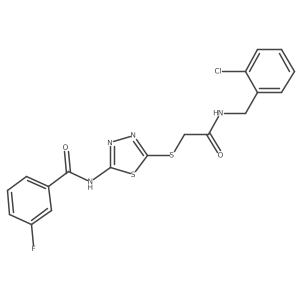 N-(5-((2-((2-chlorobenzyl)amino)-2-oxoethyl)thio)-1,3,4-thiadiazol-2-yl)-3-fluorobenzamide结构式