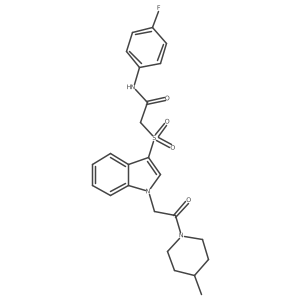 N-(4-fluorophenyl)-2-((1-(2-(4-methylpiperidin-1-yl)-2-oxoethyl)-1H-indol-3-yl)sulfonyl)acetamide Structure