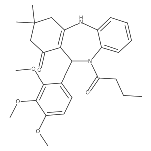 10-butyryl-3,3-dimethyl-11-(2,3,4-trimethoxyphenyl)-2,3,4,5,10,11-hexahydro-1H-dibenzo[b,e][1,4]diazepin-1-one Structure