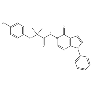 2-(4-chlorophenoxy)-2-methyl-N-(4-oxo-1-phenyl-1H-pyrazolo[3,4-d]pyrimidin-5(4H)-yl)propanamide结构式