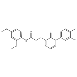 N-(2,4-dimethoxyphenyl)-2-((4-(3-fluoro-4-methylphenyl)-3-oxo-3,4-dihydropyrazin-2-yl)thio)acetamide结构式
