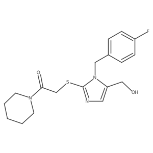 2-((1-(4-fluorobenzyl)-5-(hydroxymethyl)-1H-imidazol-2-yl)thio)-1-(piperidin-1-yl)ethanone结构式