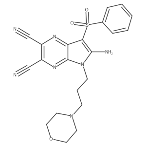 6-amino-7-(benzenesulfonyl)-5-[3-(morpholin-4-yl)propyl]-5H-pyrrolo[2,3-b]pyrazine-2,3-dicarbonitrile结构式