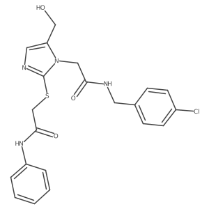 2-{[1-({[(4-chlorophenyl)methyl]carbamoyl}methyl)-5-(hydroxymethyl)-1H-imidazol-2-yl]sulfanyl}-N-phenylacetamide Structure