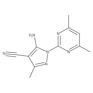5-amino-1-(4,6-dimethylpyrimidin-2-yl)-3-methyl-1H-pyrazole-4-carbonitrile结构式