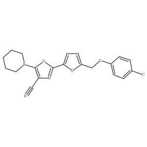 2-(5-((4-Chlorophenoxy)methyl)furan-2-yl)-5-(piperidin-1-yl)oxazole-4-carbonitrile结构式