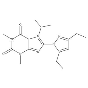 8-(3,5-diethylpyrazol-1-yl)-1,3-dimethyl-7-propan-2-yl-5H-purin-7-ium-2,6-dione结构式