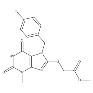 methyl 2-((7-(4-fluorobenzyl)-3-methyl-2,6-dioxo-2,3,6,7-tetrahydro-1H-purin-8-yl)thio)acetate Structure