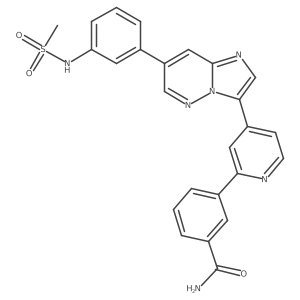 3-[4-[7-[3-[(Methylsulfonyl)amino]phenyl]imidazo[1,2-b]pyridazin-3-yl]-2-pyridinyl]benzamide结构式
