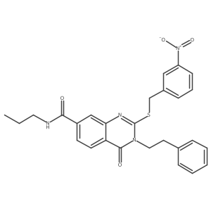 2-((3-nitrobenzyl)thio)-4-oxo-3-phenethyl-N-propyl-3,4-dihydroquinazoline-7-carboxamide Structure