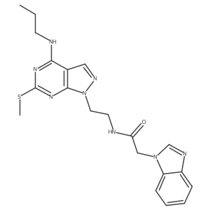 2-(1H-benzo[d]imidazol-1-yl)-N-(2-(6-(methylthio)-4-(propylamino)-1H-pyrazolo[3,4-d]pyrimidin-1-yl)ethyl)acetamide Structure
