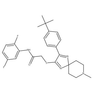 2-{[3-(4-tert-butylphenyl)-8-methyl-1,4,8-triazaspiro[4.5]deca-1,3-dien-2-yl]sulfanyl}-N-(2,5-difluorophenyl)acetamide结构式