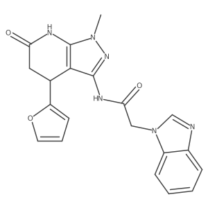 2-(1H-benzo[d]imidazol-1-yl)-N-(4-(furan-2-yl)-1-methyl-6-oxo-4,5,6,7-tetrahydro-1H-pyrazolo[3,4-b]pyridin-3-yl)acetamide Structure