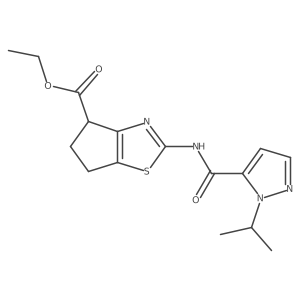 ethyl 2-(1-isopropyl-1H-pyrazole-5-carboxamido)-5,6-dihydro-4H-cyclopenta[d]thiazole-4-carboxylate结构式