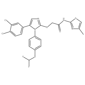 2-((5-(3,4-dichlorophenyl)-1-(4-(difluoromethoxy)phenyl)-1H-imidazol-2-yl)thio)-N-(4-methylthiazol-2-yl)acetamide结构式