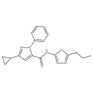 3-cyclopropyl-1-phenyl-N-(5-propyl-1,3,4-thiadiazol-2-yl)-1H-pyrazole-5-carboxamide结构式