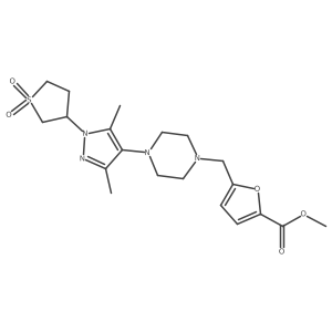methyl 5-((4-(1-(1,1-dioxidotetrahydrothiophen-3-yl)-3,5-dimethyl-1H-pyrazol-4-yl)piperazin-1-yl)methyl)furan-2-carboxylate Structure