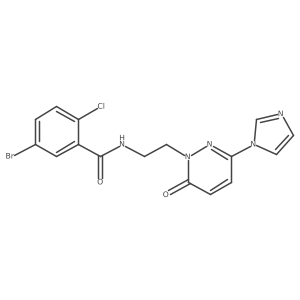 N-(2-(3-(1H-imidazol-1-yl)-6-oxopyridazin-1(6H)-yl)ethyl)-5-bromo-2-chlorobenzamide结构式