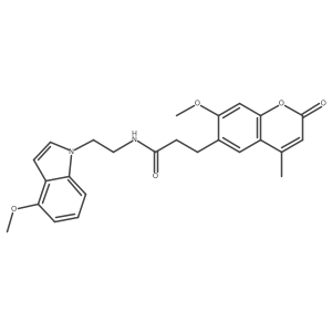 N-[2-(4-methoxy-1H-indol-1-yl)ethyl]-3-(7-methoxy-4-methyl-2-oxo-2H-chromen-6-yl)propanamide结构式