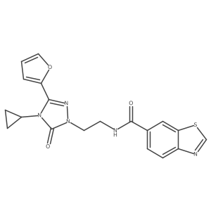 N-(2-(4-cyclopropyl-3-(furan-2-yl)-5-oxo-4,5-dihydro-1H-1,2,4-triazol-1-yl)ethyl)benzo[d]thiazole-6-carboxamide结构式