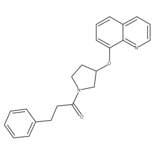 3-Phenyl-1-(3-(quinolin-8-yloxy)pyrrolidin-1-yl)propan-1-one结构式