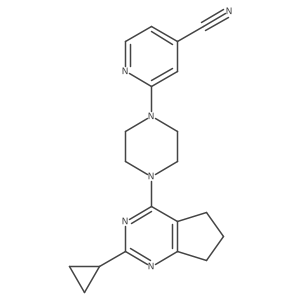 2-(4-{2-cyclopropyl-5H,6H,7H-cyclopenta[d]pyrimidin-4-yl}piperazin-1-yl)pyridine-4-carbonitrile结构式