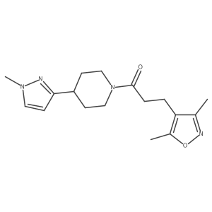 3-(3,5-dimethylisoxazol-4-yl)-1-(4-(1-methyl-1H-pyrazol-3-yl)piperidin-1-yl)propan-1-one结构式