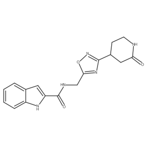 N-[[3-(2-oxopiperidin-4-yl)-1,2,4-oxadiazol-5-yl]methyl]-1H-indole-2-carboxamide结构式