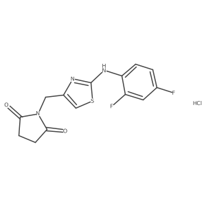 1-((2-((2,4-Difluorophenyl)amino)thiazol-4-yl)methyl)pyrrolidine-2,5-dione hydrochloride结构式
