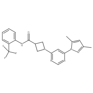 1-(6-(3,5-dimethyl-1H-pyrazol-1-yl)pyrimidin-4-yl)-N-(2-(trifluoromethyl)phenyl)azetidine-3-carboxamide结构式