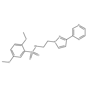 2,5-dimethoxy-N-(2-(3-(pyrazin-2-yl)-1H-pyrazol-1-yl)ethyl)benzenesulfonamide结构式