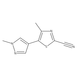 4-methyl-5-(1-methyl-1H-pyrazol-4-yl)-1,3-thiazole-2-carbonitrile结构式