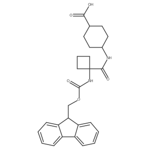 4-[1-({[(9H-fluoren-9-yl)methoxy]carbonyl}amino)cyclobutaneamido]cyclohexane-1-carboxylic acid结构式