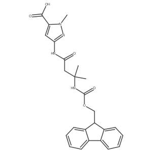 3-[3-({[(9H-fluoren-9-yl)methoxy]carbonyl}amino)-3-methylbutanamido]-1-methyl-1H-pyrazole-5-carboxylic acid Structure