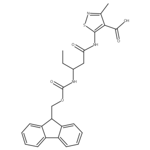 5-[3-({[(9H-fluoren-9-yl)methoxy]carbonyl}amino)pentanamido]-3-methyl-1,2-thiazole-4-carboxylic acid结构式