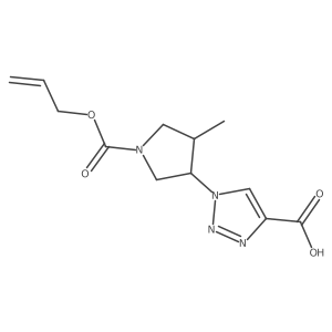 rac-1-[(3R,4S)-4-methyl-1-[(prop-2-en-1-yloxy)carbonyl]pyrrolidin-3-yl]-1H-1,2,3-triazole-4-carboxylic acid Structure