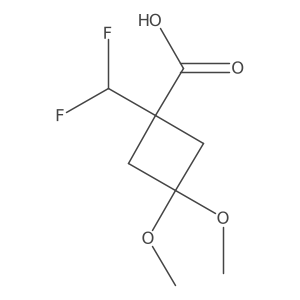 1-(Difluoromethyl)-3,3-dimethoxycyclobutane-1-carboxylic acid结构式