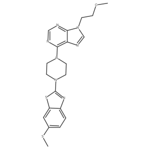 9-(2-methoxyethyl)-6-{4-[6-(methylsulfanyl)-1,3-benzothiazol-2-yl]piperazin-1-yl}-9H-purine结构式