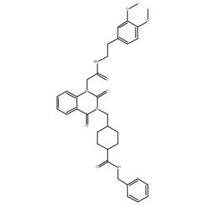 N-benzyl-4-[[1-[2-[2-(3,4-dimethoxyphenyl)ethylamino]-2-oxo-ethyl]-2,4-dioxo-quinazolin-3-yl]methyl]cyclohexanecarboxamide结构式