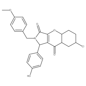 7-chloro-1-(4-hydroxyphenyl)-2-[(4-methoxyphenyl)methyl]-4a,5,6,7,8,8a-hexahydro-1H-chromeno[2,3-c]pyrrole-3,9-dione结构式