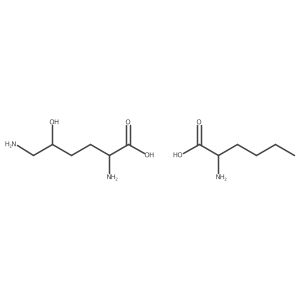 (2S)-2-aminohexanoic acid;(2S,5S)-2,6-diamino-5-hydroxyhexanoic acid Structure