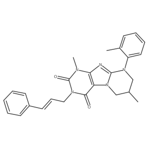3-cinnamyl-1,7-dimethyl-9-(o-tolyl)-6,7,8,9-tetrahydropyrimido[2,1-f]purine-2,4(1H,3H)-dione Structure