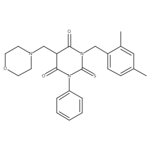 4,6(1H,5H)-Pyrimidinedione, 1-((2,4-dimethylphenyl)methyl)dihydro-5-(4-morpholinylmethyl)-3-phenyl-2-thioxo-结构式