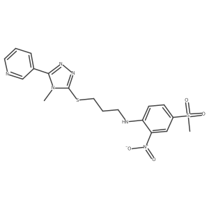 N-(3-{[4-methyl-5-(pyridin-3-yl)-4H-1,2,4-triazol-3-yl]sulfanyl}propyl)-4-(methylsulfonyl)-2-nitroaniline结构式