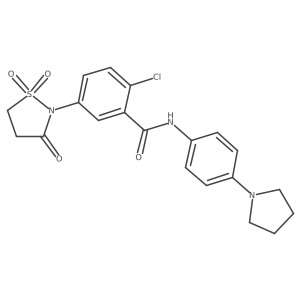 2-chloro-5-(1,1-dioxido-3-oxoisothiazolidin-2-yl)-N-(4-(pyrrolidin-1-yl)phenyl)benzamide结构式
