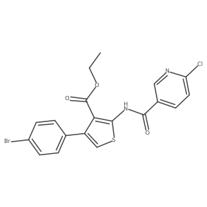 Ethyl 4-(4-bromophenyl)-2-(6-chloropyridine-3-amido)thiophene-3-carboxylate结构式